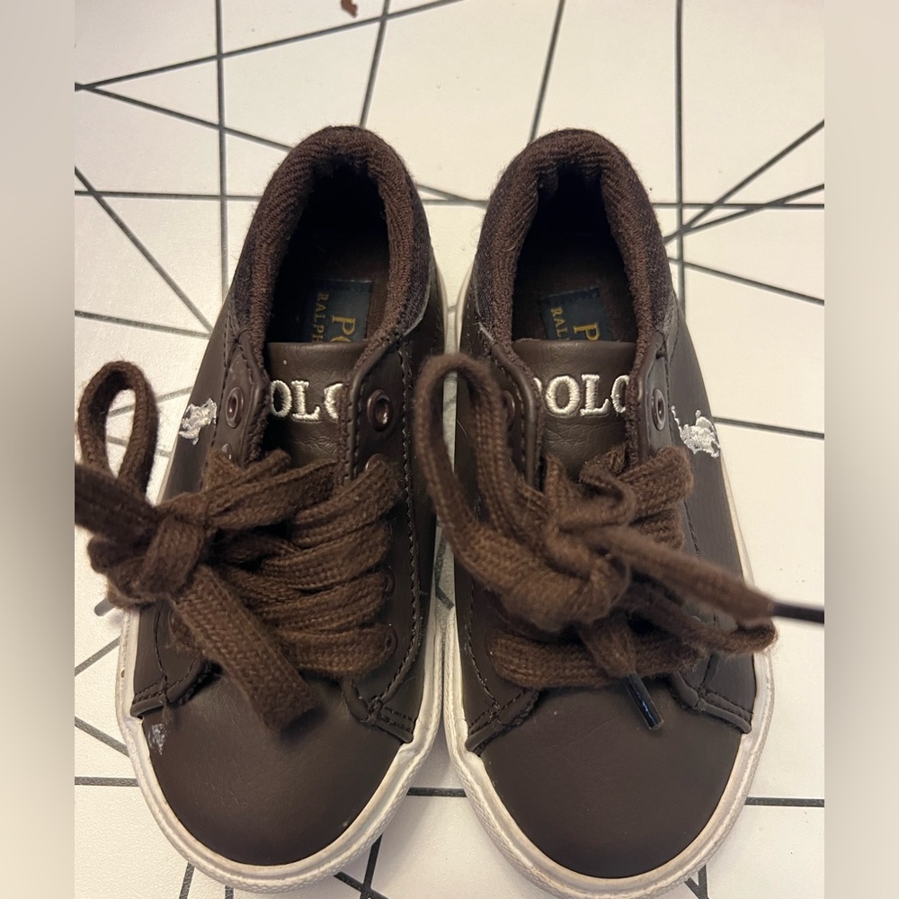 Baby Boys polo Harrison sneaker size 7 
Brown Guc Ralph Lauren